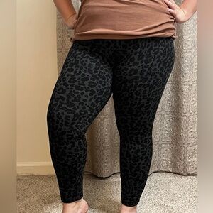 LOFT Plus Black Leopard Print Leggings Size 18
